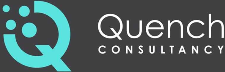 Quench Consultancy logo on dark background.